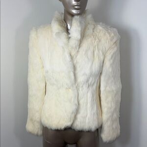 Real Rabbit Dyed Fur Jacket Elegant Cream Rabbit Fur Jacket